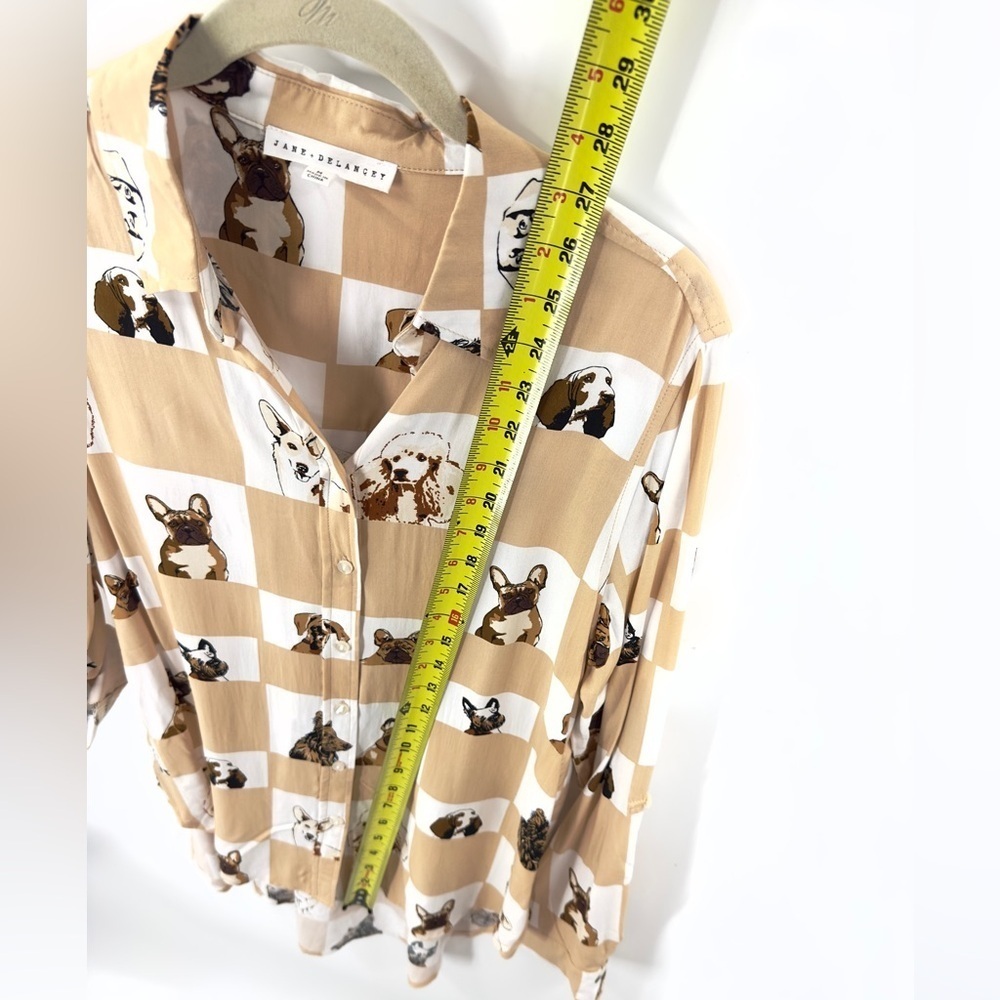Jane & Delancey Dog Button Down Top Womens Medium Corgi Frenchie Terrier Poodle - Picture 10 of 11